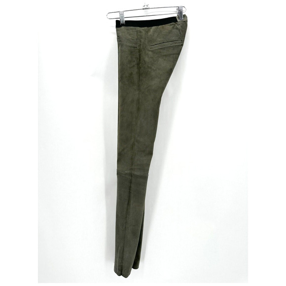 Helmut Lang Patina Lamb‎ Leather Leggings Size 0 Green Textured Moto Glam Preppy - Picture 7 of 11